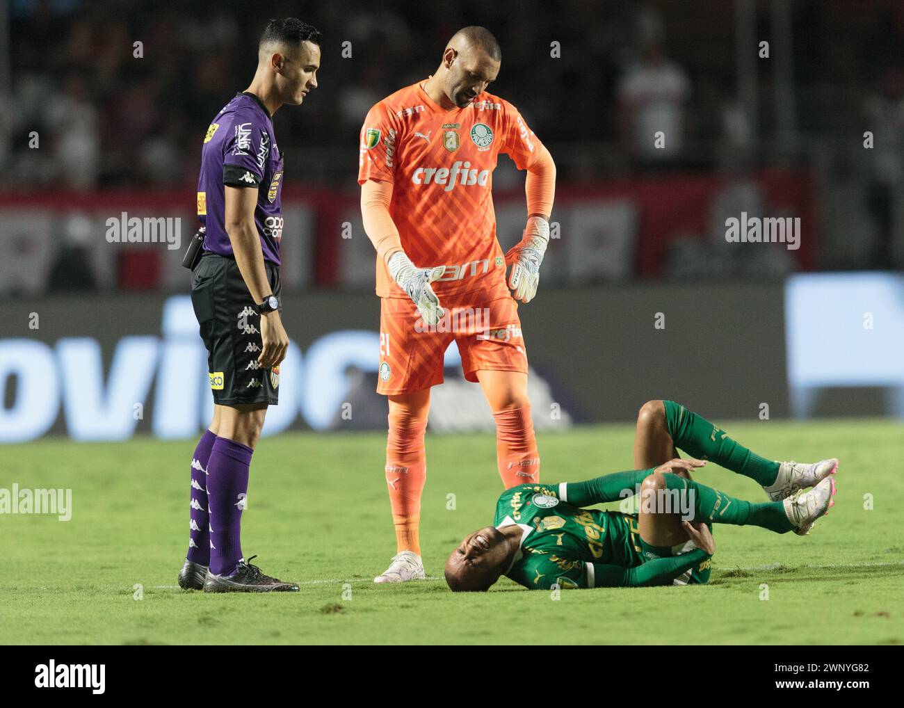 São Paulo (SP), 03/03/2024 - Football / São Paulo x Palmeiras - gardien de but Weverton of Palmeiras, pendant le match entre São Paulo x Palmeiras, valide Banque D'Images