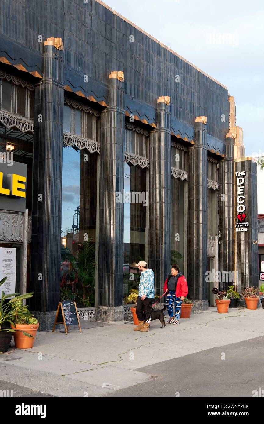 Extérieur, noir et or, détail, intérieur, Art déco, bâtiment, architecture, Wilshire Blvd., Los Angelees, Californie, ÉTATS-UNIS Banque D'Images