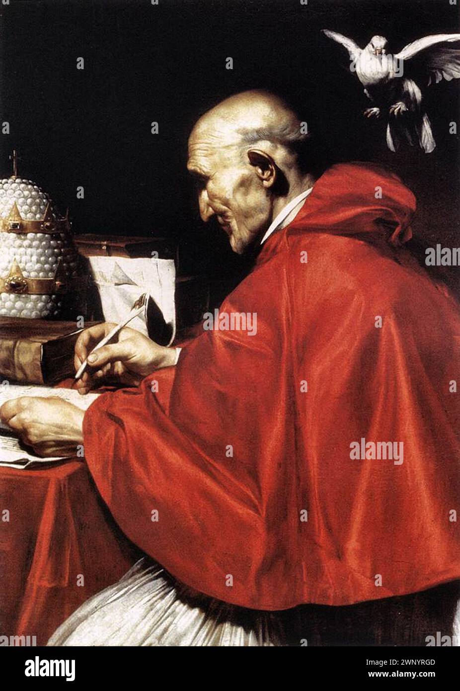 Saint Grégoire le Grand de José de Ribera en 1614. Le pape Grégoire Ier (également connu sous le nom de Saint Grégoire le Grand) a été pontife de AD590 à AD604. Il était le 64e pape. C'est lui qui a introduit le chant simple connu sous le nom de chant grégorien. Banque D'Images