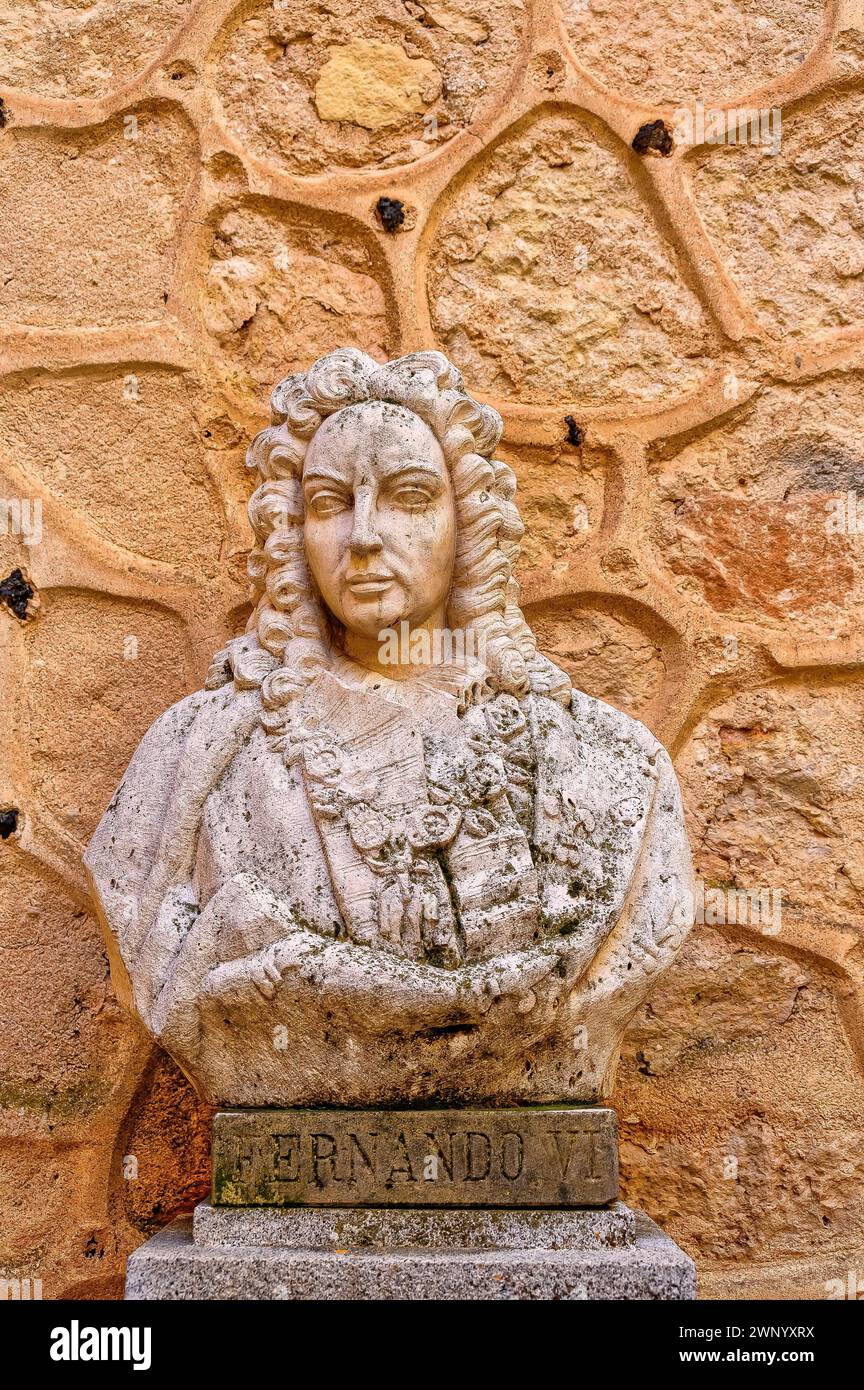 Sculpture de buste en pierre à Alcazar de SÉGOVIE, ESPAGNE Banque D'Images