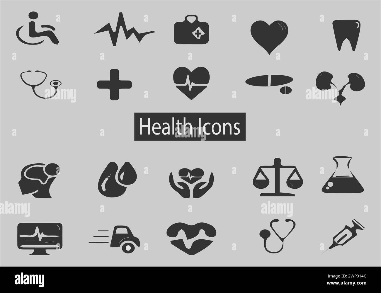 Icônes de santé, icônes médicales , heureuse journée mondiale de la santé Illustration de Vecteur