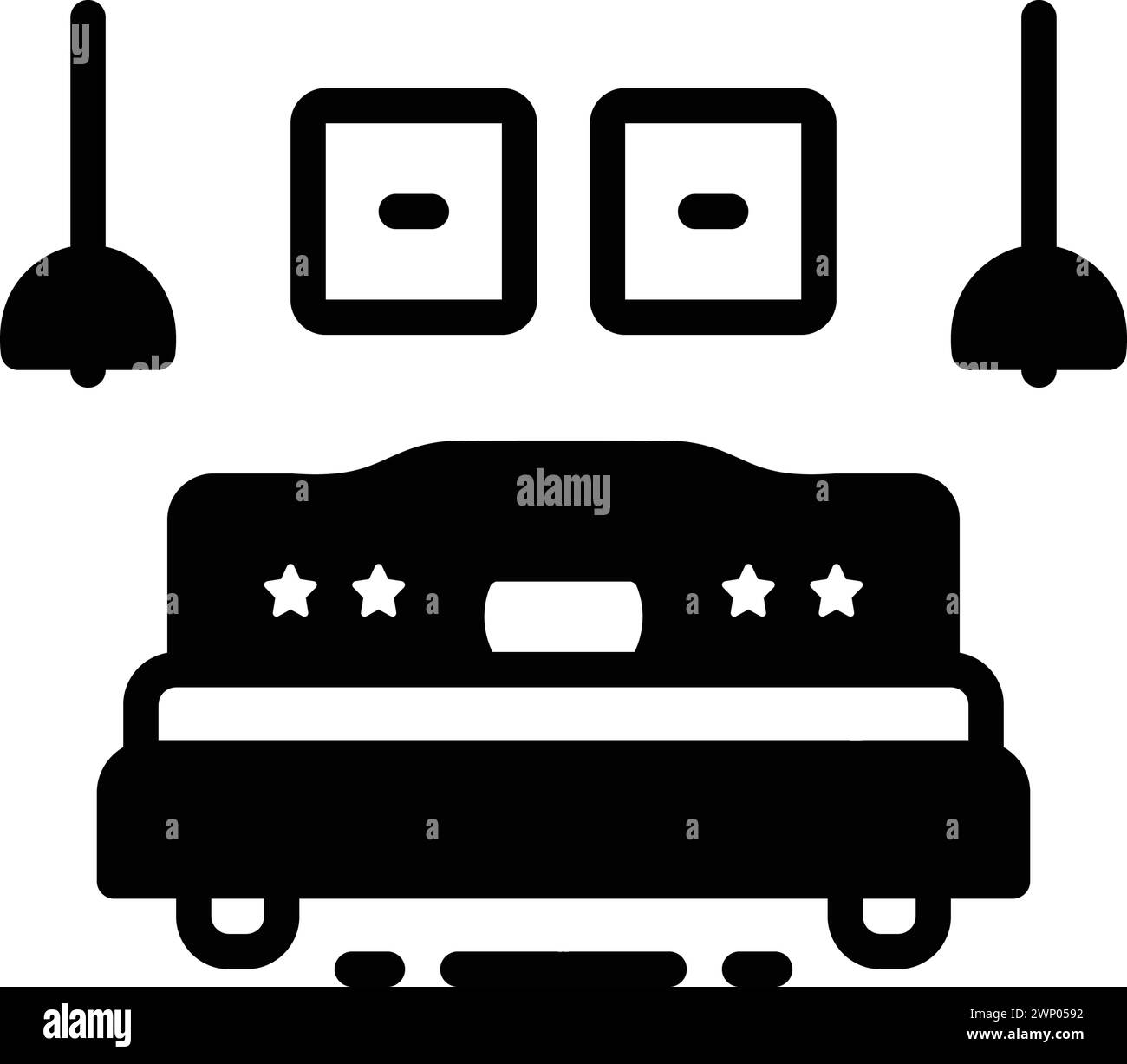 Icône pour chambre, lit Illustration de Vecteur