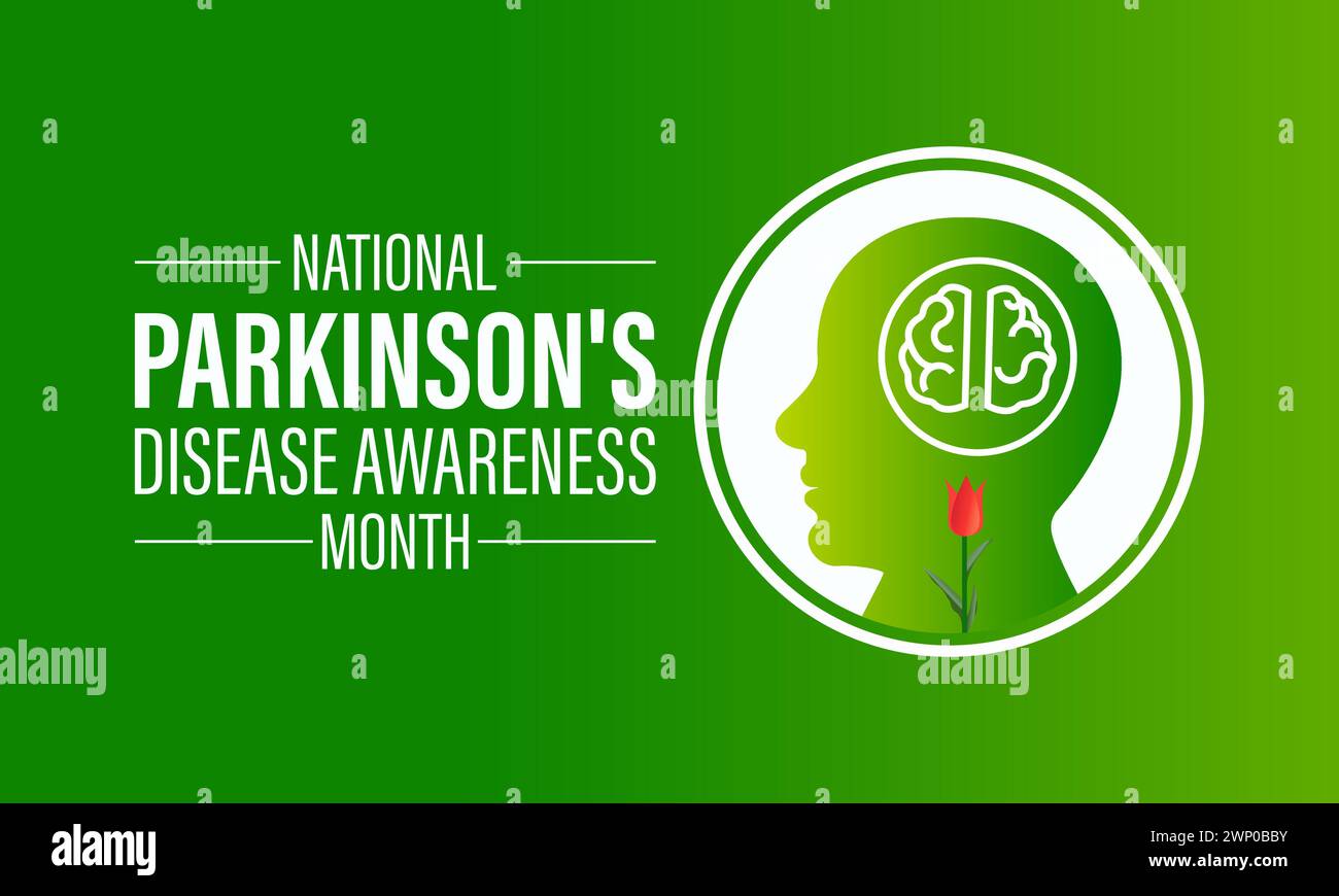 Mois national de sensibilisation à la maladie de Parkinson observé chaque année en avril, bannière vectorielle, dépliant, affiche et modèle de média social. Illustration de Vecteur
