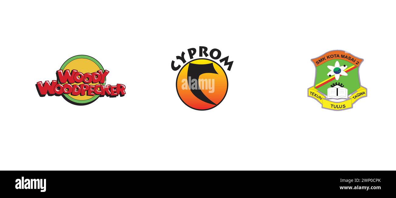 SMK Kota Masai 2, Woody Woodpecker, Cyprom Design. Collection de logos d'arts et de design la plus populaire. Illustration de Vecteur