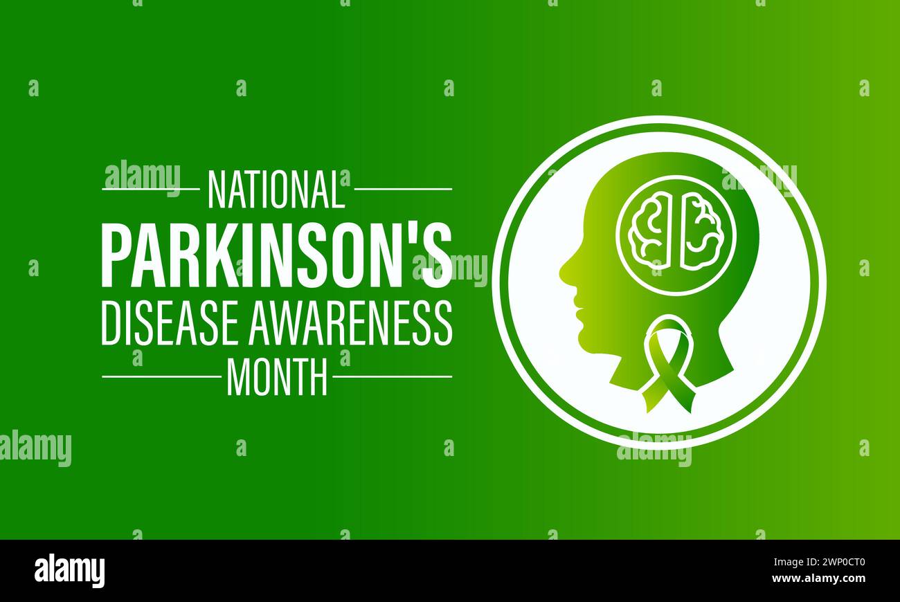 Mois national de sensibilisation à la maladie de Parkinson observé chaque année en avril, bannière vectorielle, dépliant, affiche et modèle de média social. Illustration de Vecteur