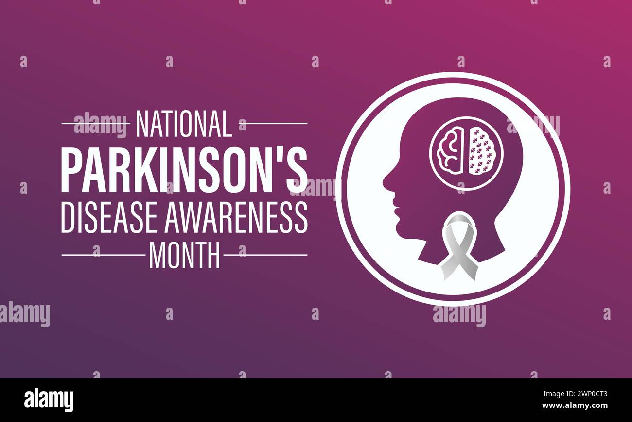 Mois national de sensibilisation à la maladie de Parkinson observé chaque année en avril, bannière vectorielle, dépliant, affiche et modèle de média social. Illustration de Vecteur