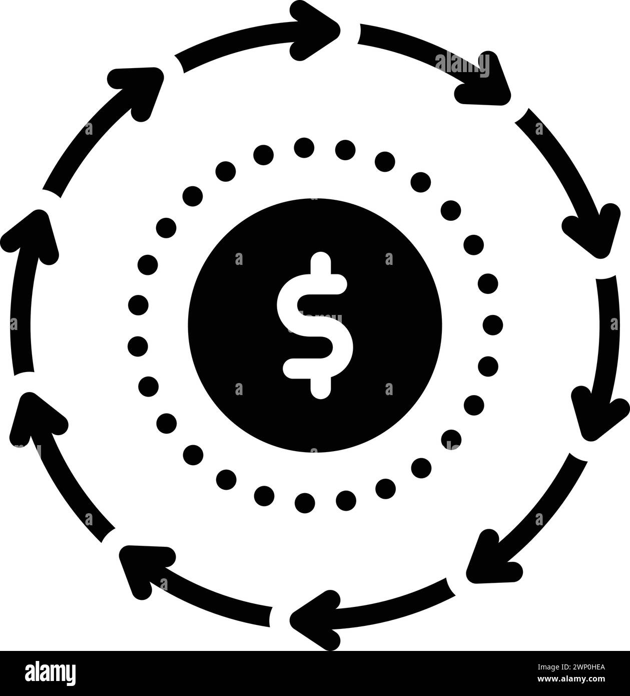Icône pour flux de trésorerie, transfert d'argent Illustration de Vecteur