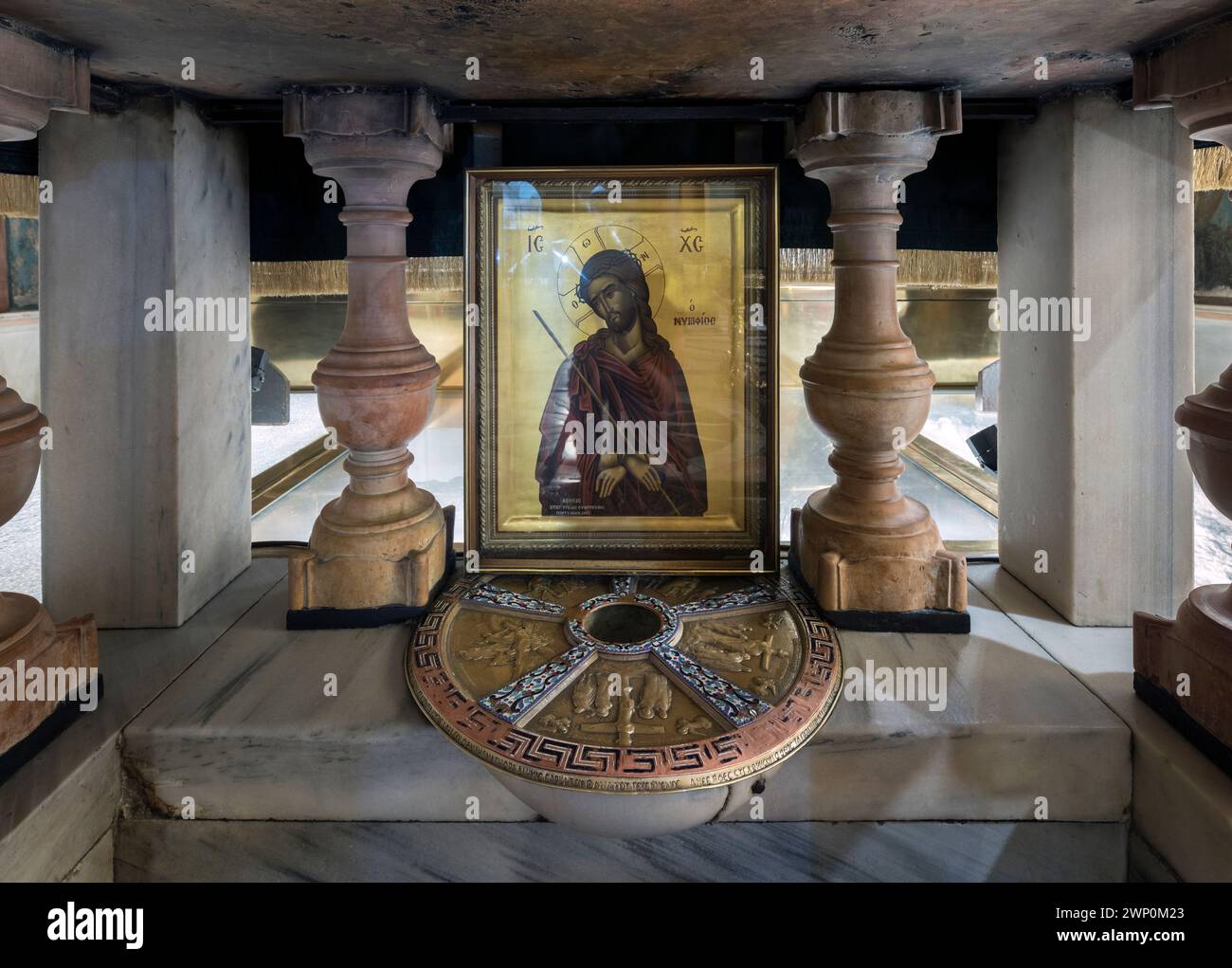 L'autel de la Crucifixion, église du Saint-Sépulcre, Jérusalem, Israël Banque D'Images