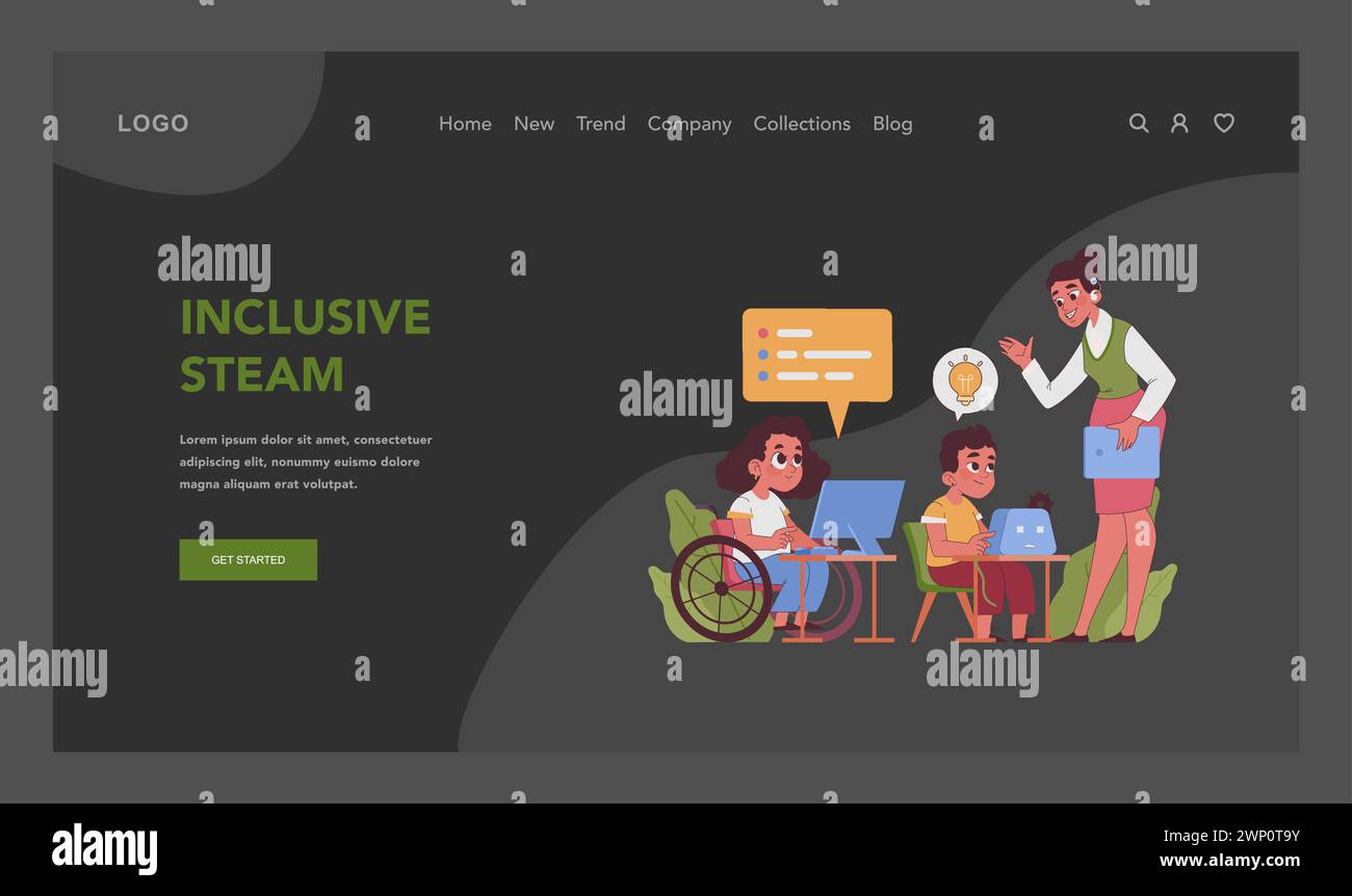 Bannière Web ou page d'accueil pour l'éducation STEAM. Les élèves acquérant des connaissances sur les technologies, les sciences, les mathématiques et les mieux compris Divers enfants apprenant la programmation et l'ingénierie. Illustration vectorielle plate Illustration de Vecteur