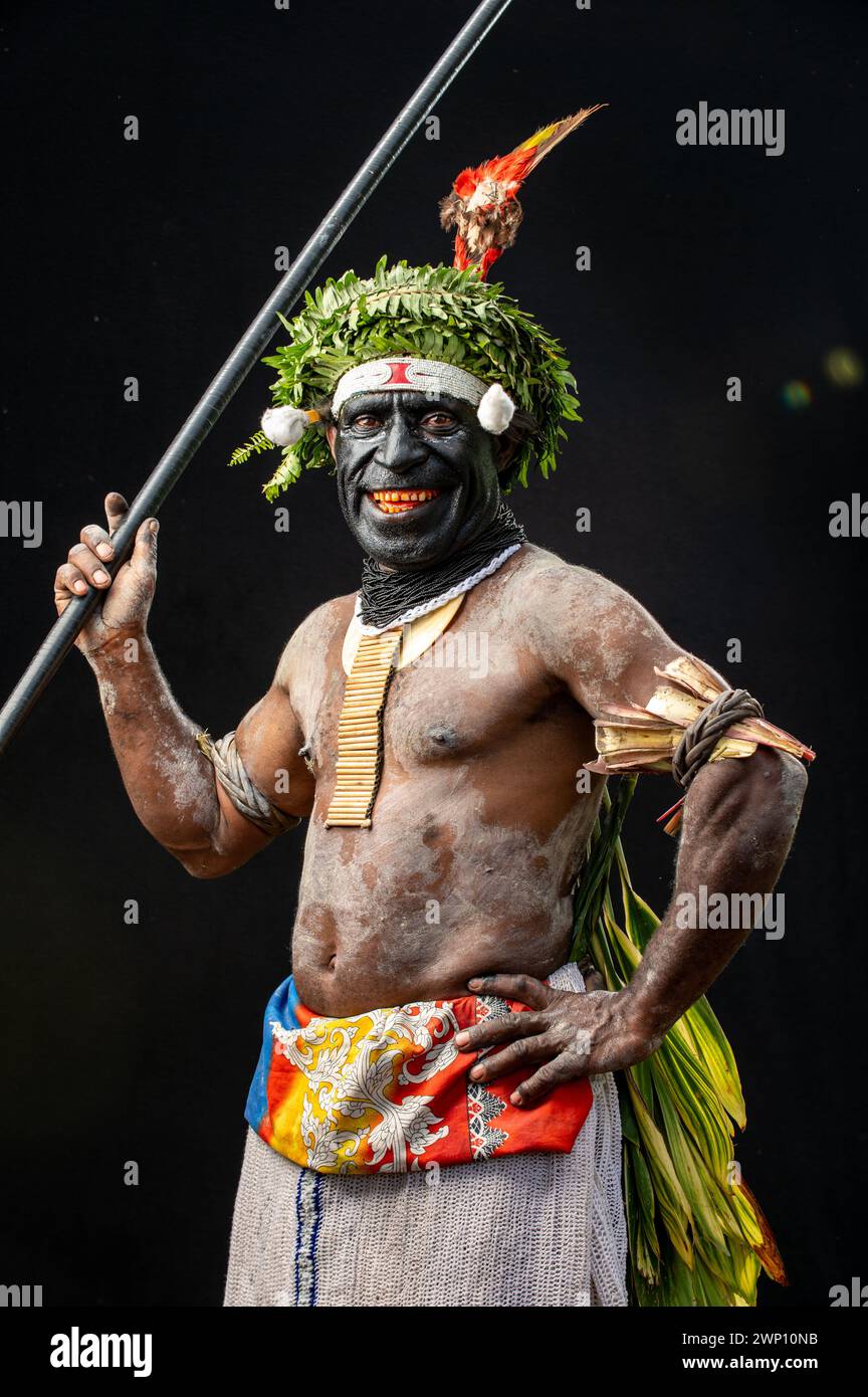 Tribu Tambul des hauts plateaux du sud près du mont Giluwe, photographiée ici au festival SingSing, Mount Hagen, Western Highlands, Papouasie-Nouvelle-Guinée Banque D'Images