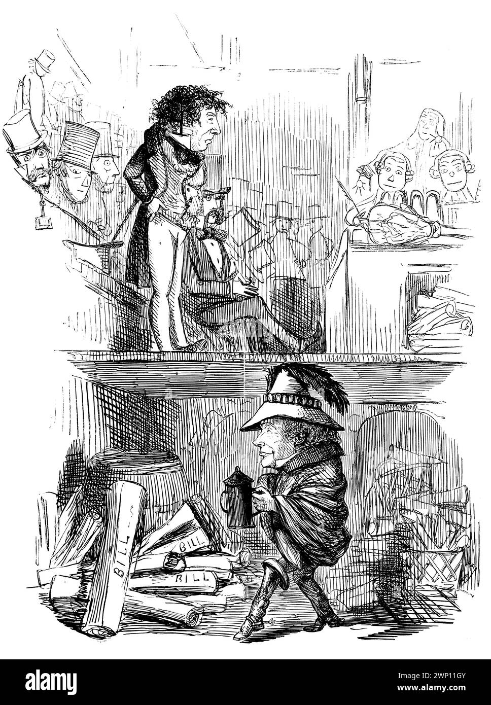 Lord John faisant sauter les gars du Parlement, Un dessin pour le 5 novembre, caricature politique de 1852 Punch Magazine Banque D'Images