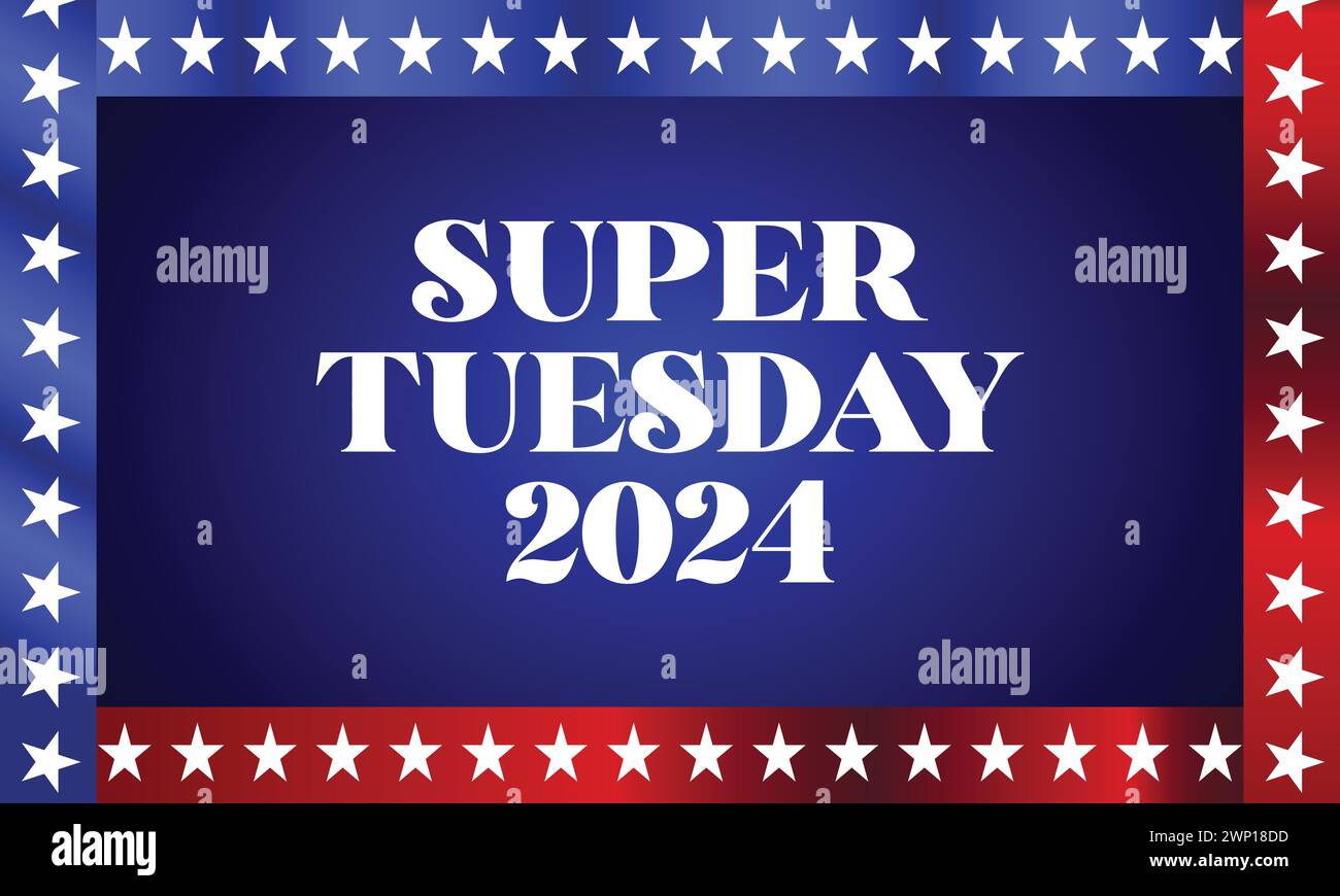 Super Tuesday élégant texte avec design d'illustration de drapeau des états-unis Illustration de Vecteur