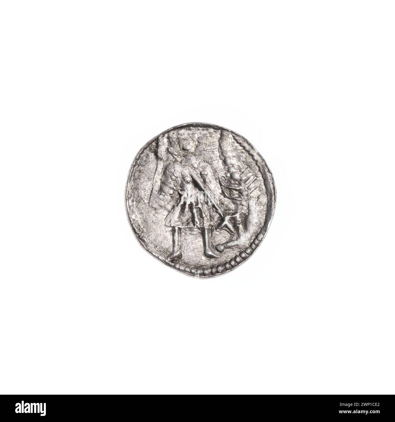 Denarius ; Boles Aw III Krzywousty (ksi Polish ; 1107-1138) ; vers 1125-1138 (1125-00-00-1138-00-00) ; Bolesław III Krzywousty (Polish Prince-1086-1138), Jastrzębowski, Stanisław (1898-1980), Jastrzębowski, Stanisław (1898-1980)-collection, Wojciech (Saint-CA. 956-997), allégories, grotte de lance (émissions de signes), chaîne de courrier (iconogr.), chaincias, isocèles (iconogr.), croix, martyrs, bouche (iconogr.), lois, roman (style), chevalier (iconogr.), chevaliers, Dragon (iconogr.), Dragons , lutte du bien avec le mal (iconogr.), lutte avec les païens (iconogr.), lance (iconogr.), lances, moyen âge (ère) Banque D'Images