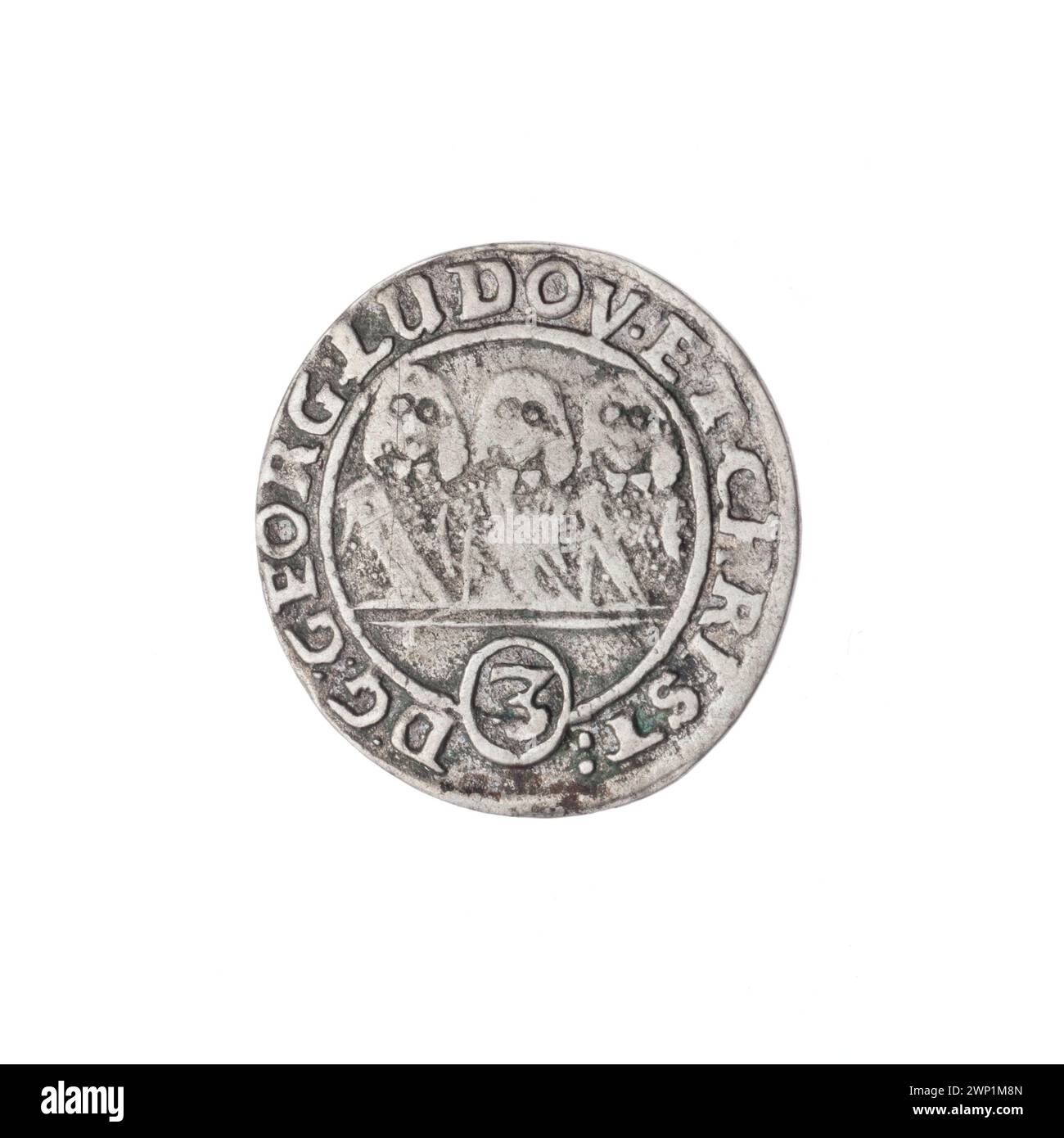 La pièce de 1653 représente les princes Jerzy III, Ludwik IV et Christian de la famille Piast avec des aigles de Silésie, des portraits semi-étouffés et la provenance des cadeaux, illustrant la numismatique silésienne du milieu du XVIIe siècle. Banque D'Images