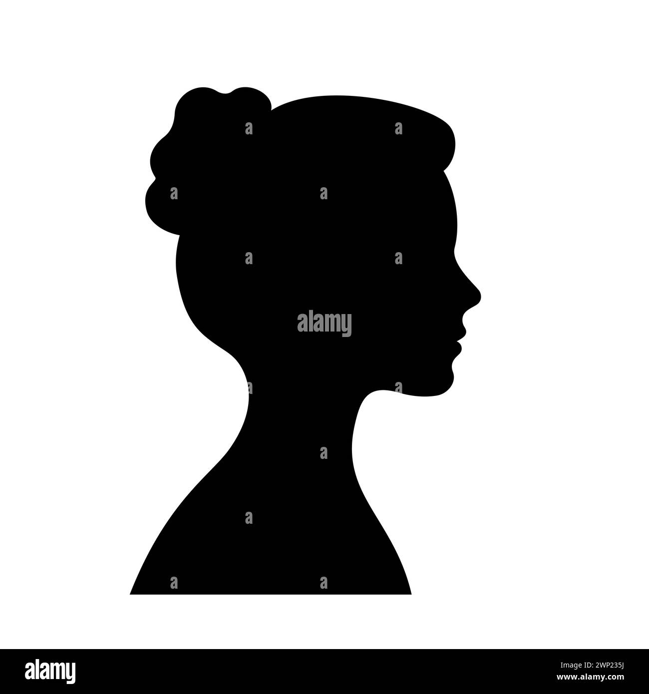 Silhouette noire de femme, jeune modèle féminin avec illustration vectorielle de coiffure Illustration de Vecteur