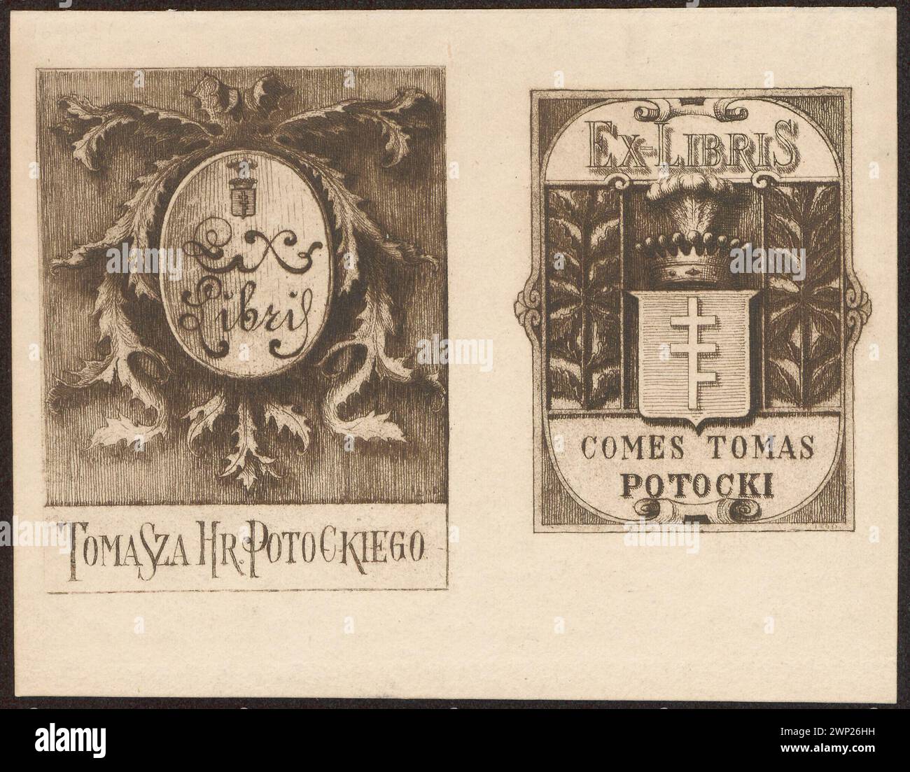 Compétition ex -compétition de Tomasz HR. Potocki ; Care, Ignacy (1865-1941) ; 1914 (1914-00-00-1914-00-00) ; Young Poland (style), partage plus, Pilawa (Herb), Potocki, Tomasz (1885-1914), Potocki, Tomasz (1885-1914)-exlibris, Heraldic exlibris, graphisme polonais, Herby, Pologne (culture), Łopieński, Ignacy (1865-1944) - collection Banque D'Images