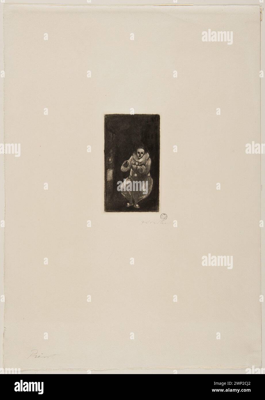 Portrait polonais de Pierrot réalisé vers 1905 par Franciszek Siedlecki montrant une figure de la Commedia dell'Arte, mettant en valeur des éléments symboliques et théâtraux dans le style jeune Pologne. Banque D'Images