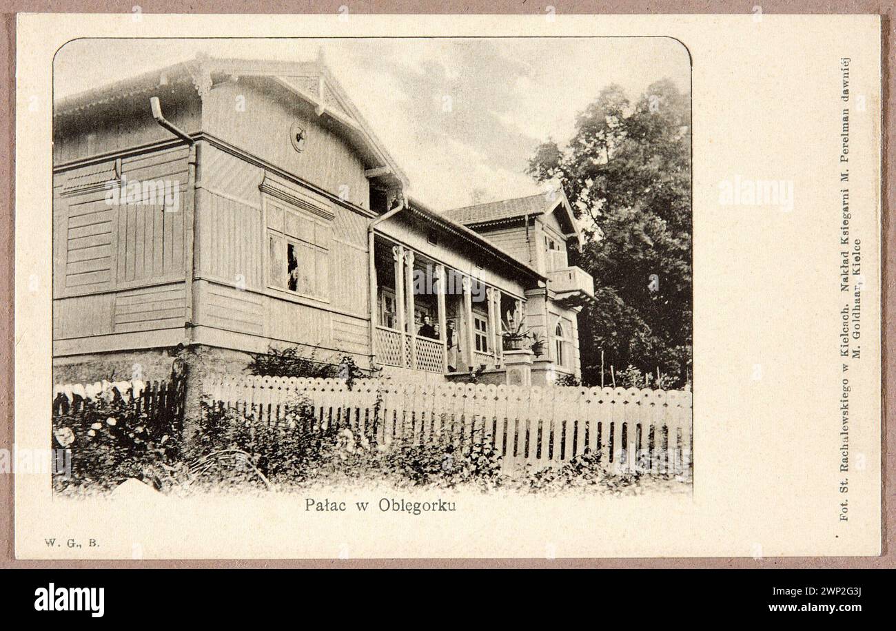 PA AC à Obl Gorku [vue du côté sud-est] ; Rachalewski, Stanis Aw, Perelman, Mina (Kielce; KSI 1900 (1900-00-00-1900-00-00);Bibliothèque de la Société pour la protection des monuments du passé (Varsovie) - collection, Oblęgorek (Voïvodie de Świętokrzyskie), Sienkiewicz, Henryk (1846-1916), Société pour la protection des monuments du passé (Varsovie - 1906-1944) - collection, architecture, architecture en bois, architecture polonaise, don (provenance), cours, palais, Pologne (culture) Banque D'Images