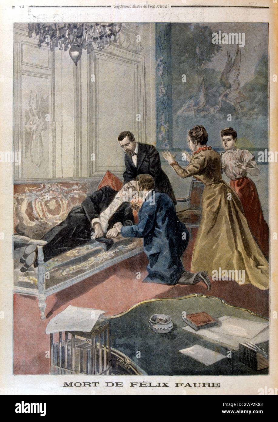 Décès de Félix Faure dans les salons de l'Elysée - dans 'le petit Journal', 26 02 1899 Banque D'Images