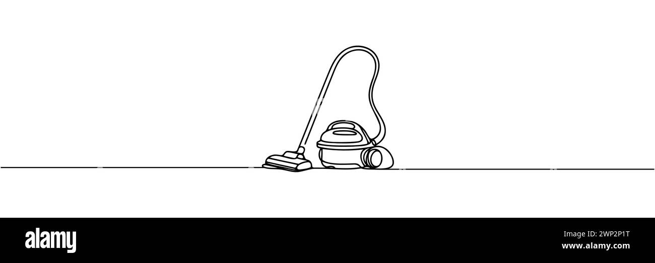 Un dessin au trait continu de l'appareil ménager d'aspirateur électrique. illustration vectorielle. Illustration de Vecteur