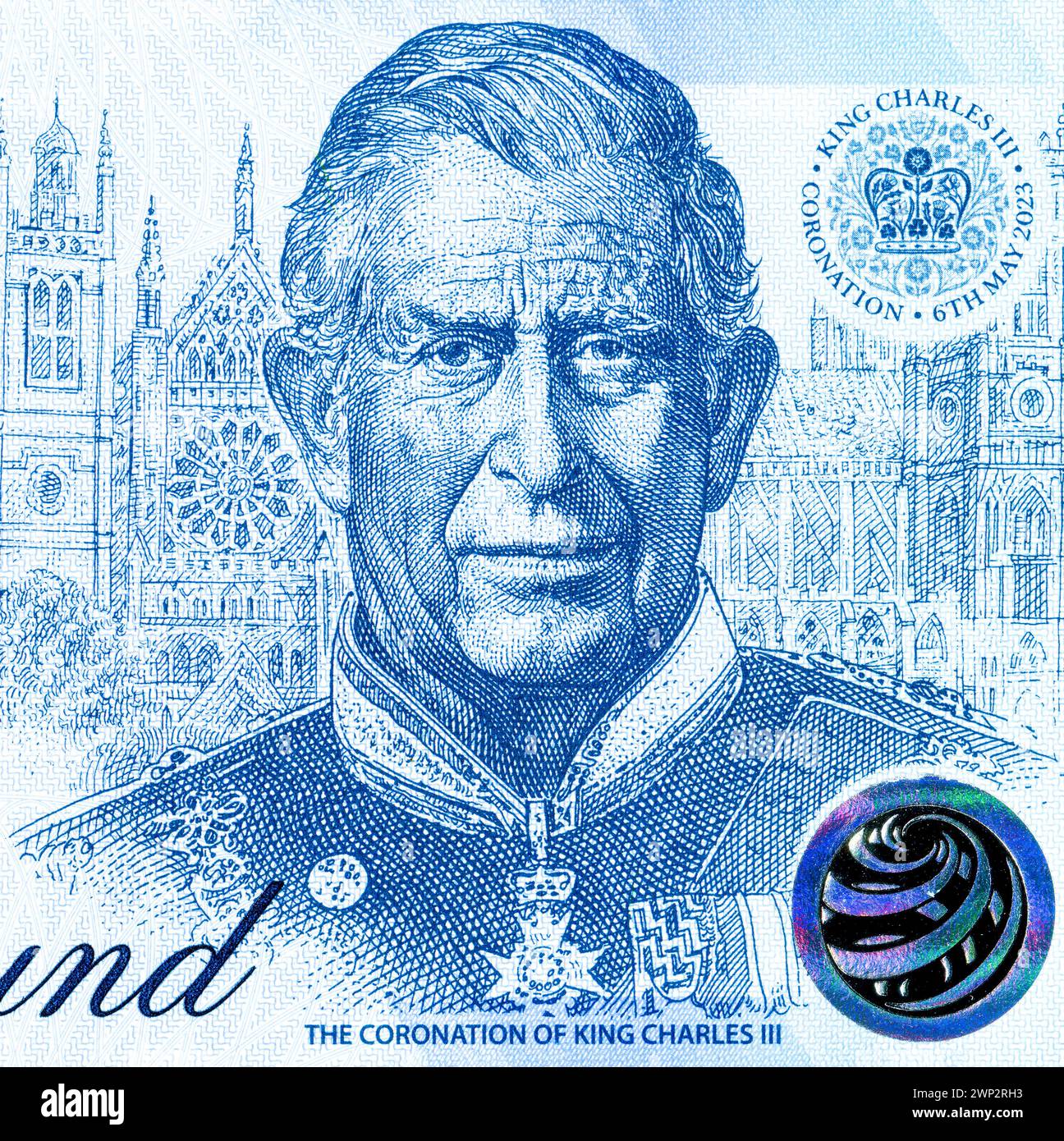 Samara, Russie - 3 mars 2024 : Roi Charles III, Portrait de Grande-Bretagne billets souvenirs. Billet de banque en papier souvenir Banque D'Images