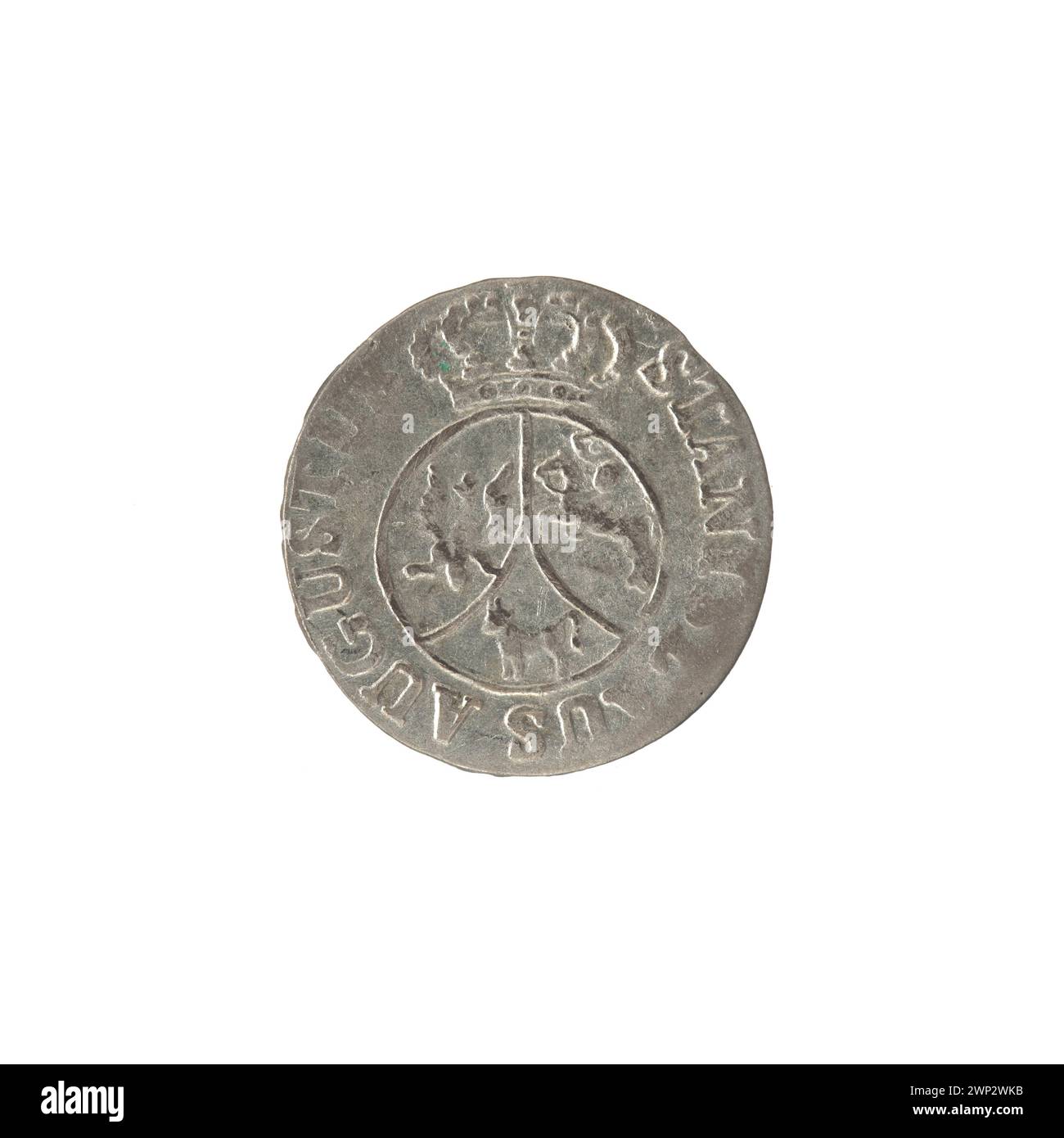 La pièce de 1794 6 GROSZY a été émise sous le règne du roi Stanisław August Poniatowski de Pologne. Il s'agit d'une pièce de cuivre avec la dénomination '6 Grossix', avec un blason couronné sur l'avers et l'année '1794' sur le revers, frappée à la monnaie de Varsovie dans le cadre de la monnaie polonaise du XVIIIe siècle. Banque D'Images