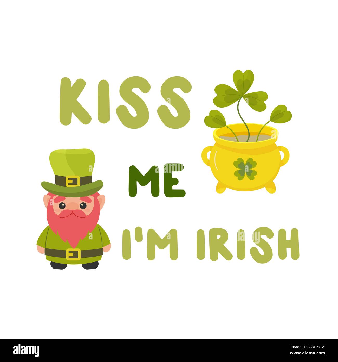 Embrasse-moi, je suis irlandaise. Prog Patrick's Day. T-shirt imprimé, badge, sublimation, vecteur de carte postale Illustration de Vecteur