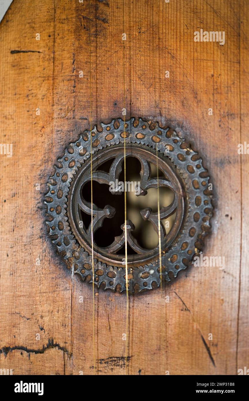 Décoration de trou de son d'un luth Banque D'Images