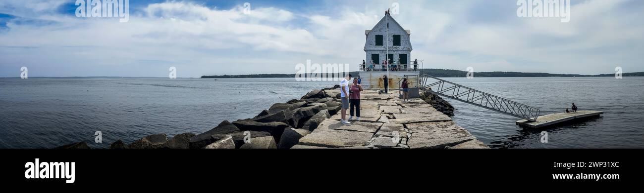 Phare de Rockland Harbor Breakwater, Maine, États-Unis Banque D'Images