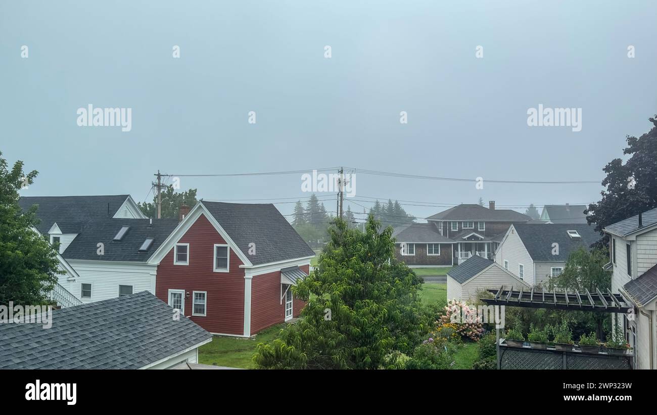 Une vue depuis une fenêtre à Rockland, Maine. ÉTATS-UNIS Banque D'Images
