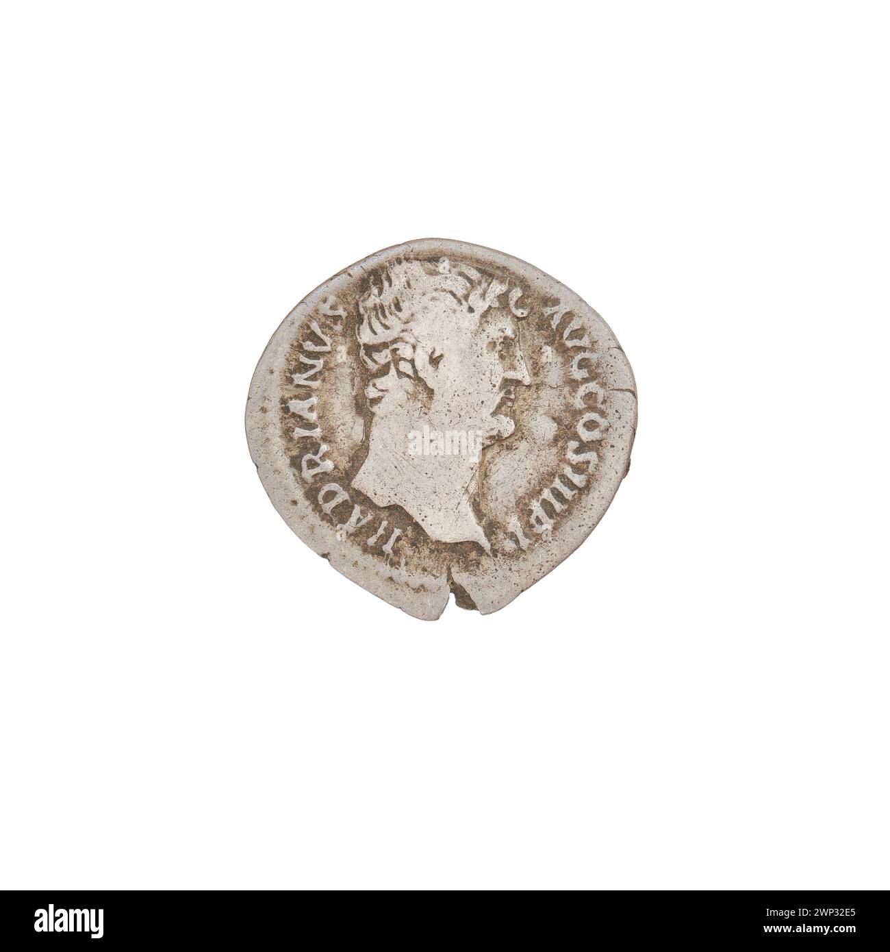 Denarius ; Hadrien (76-138, empereur romain 117-138) ; 132-134 (132-00-00-134-00-00) ; Nil (personnification), draperies (vêtements), têtes, hippopotames Banque D'Images