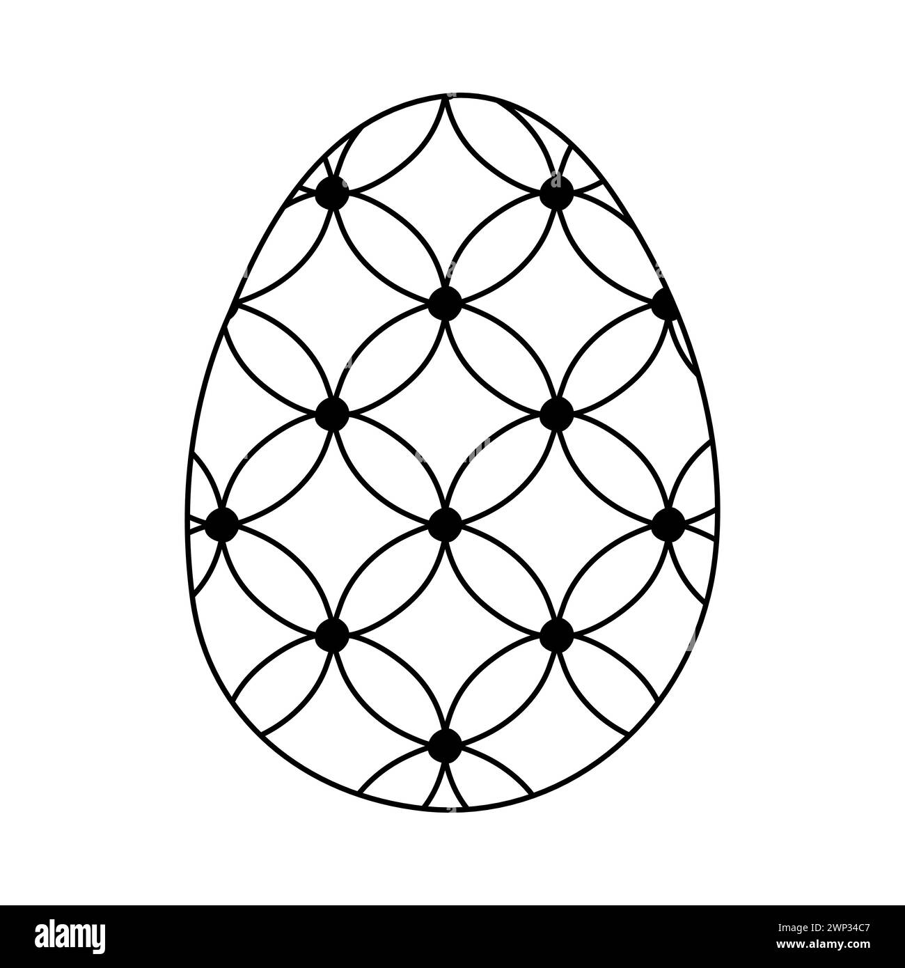 Oeuf de Pâques avec motif de fleur géométrique, illustration vectorielle plate de style doodle pour livre de coloriage pour enfants Illustration de Vecteur