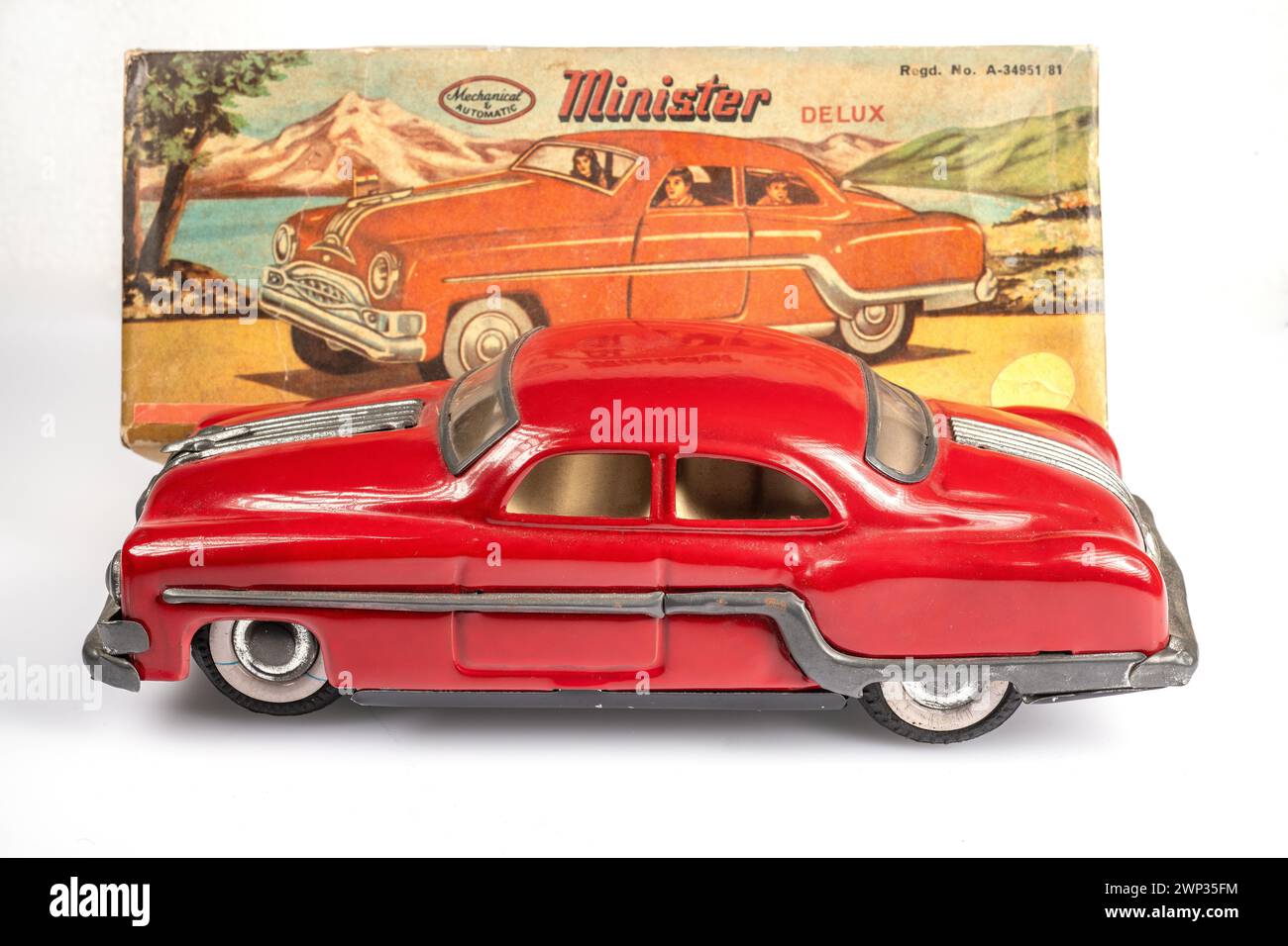 Boîte à jouets à repousser le ministre Metal Banque D'Images