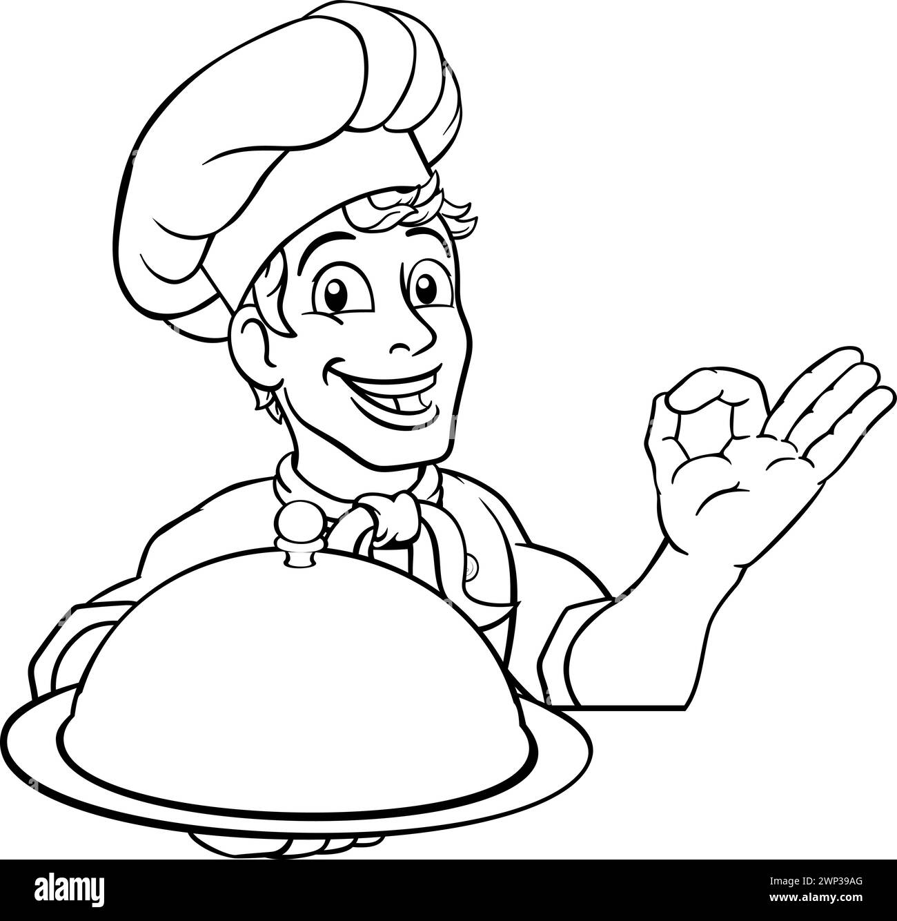 Le chef cuisinier Baker Man Cartoon Peeking Over Sign Illustration de Vecteur