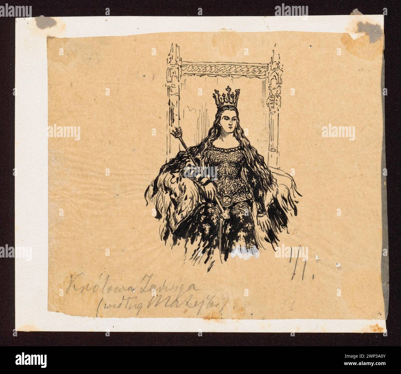 Reine Jadwiga ; Ruszczyc, Ferdynand (1870-1936), Matejko, Jan (1838-1893); 1915 (1915-00-00-1915-00-00);Jadwiga (Reine de Pologne - 1374-1399), partage plus, projets d'illustration, achat (provenance) Banque D'Images