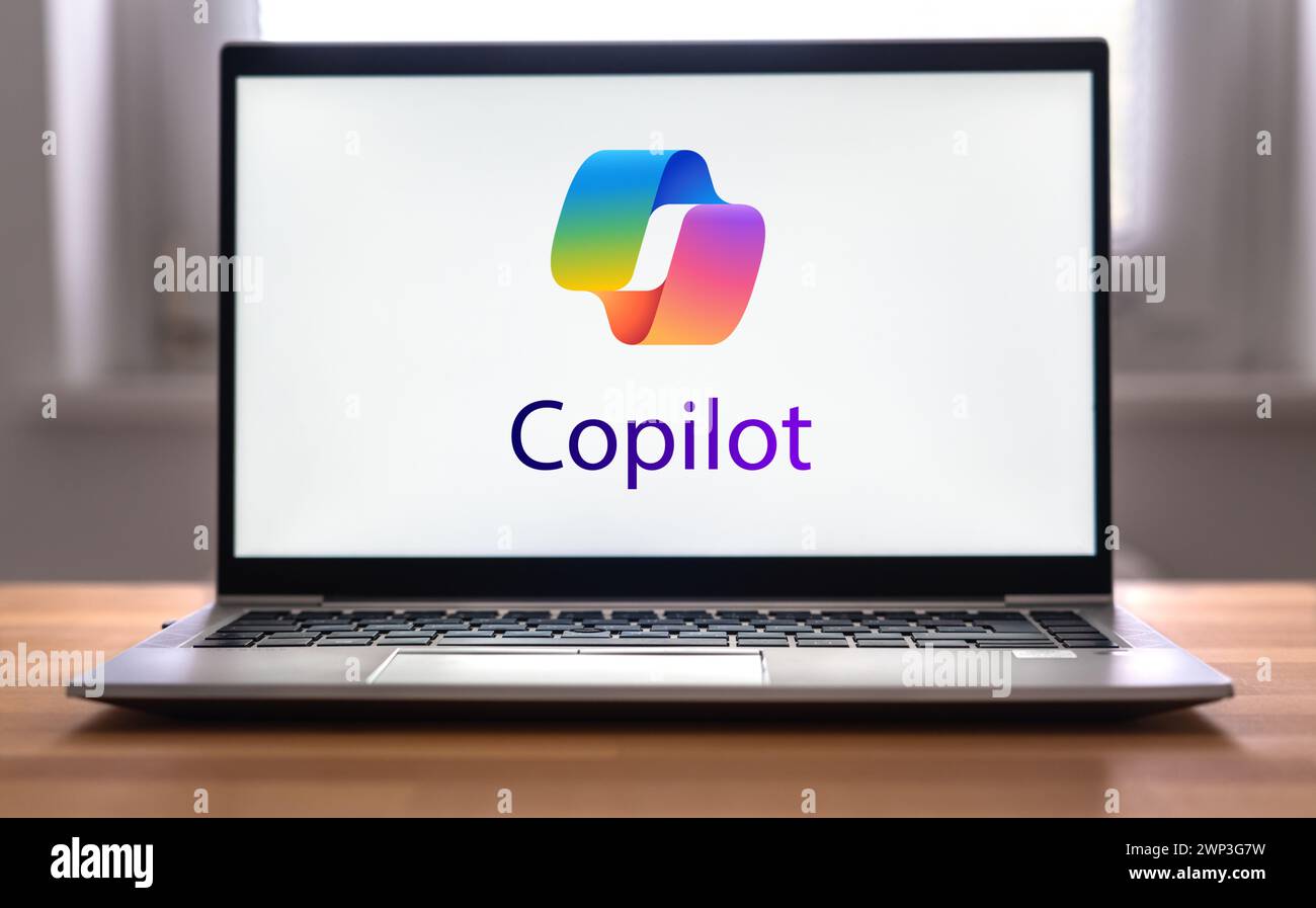 Logiciel Microsoft CoPilot affiché sur l'ordinateur portable Banque D'Images