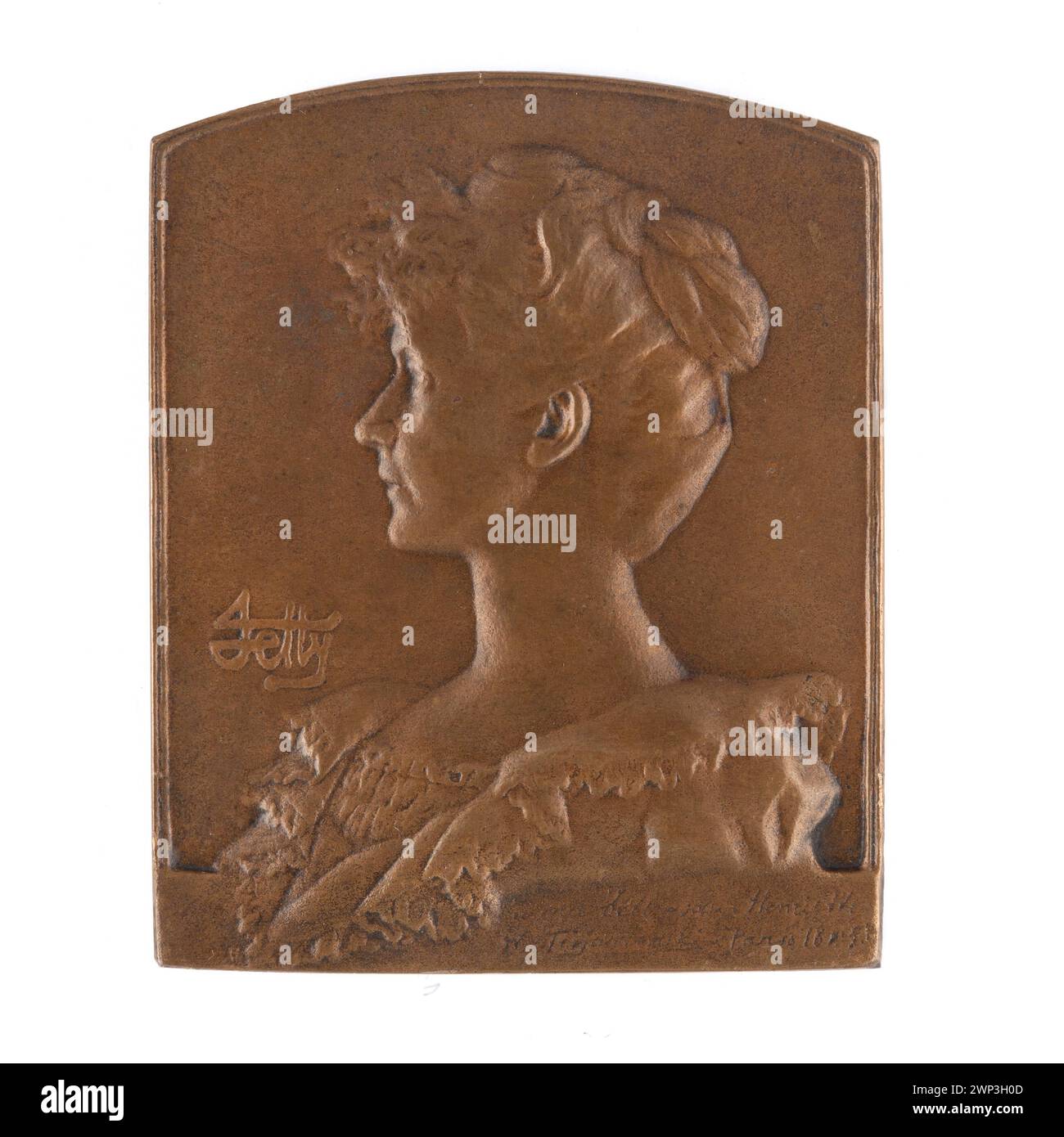 Plaque - 'ma belle-soeur Henrietta' ; Trojanowski, Wincenty (1859-1928) ; 1898 (1898-00-00-1771-00-00) ; partage plus, Trojanowski, Wincenty (1859-1928), plaques, buste féminin, sécession (style) Banque D'Images