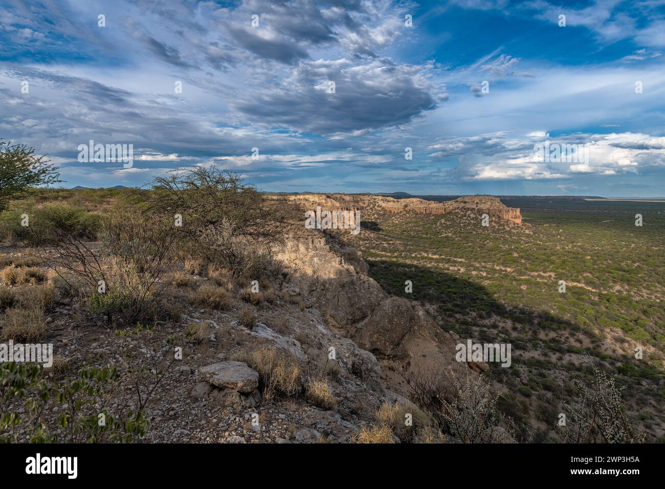 Vue sur la vallée et les terrasses d'Ugab, Damaraland, Namibie Banque D'Images