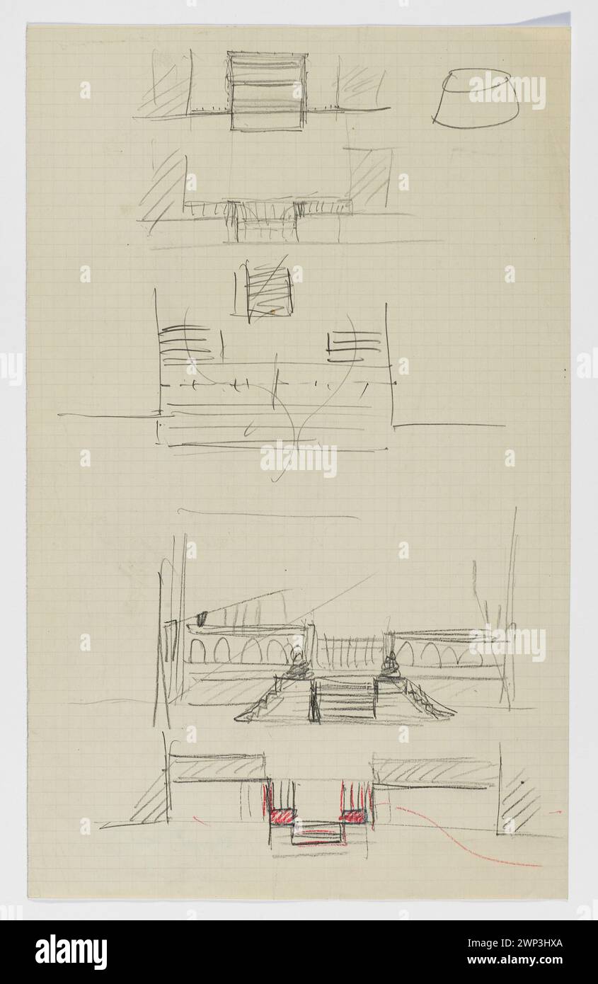 Varsovie. Musée national. Escaliers devant le g - croquis ; 1927-1937 (1927-00-00-1937-00-00) ; Musée national de Varsovie (1862-), Varsovie (Voïvodie de Masovie), musées (architecte), projets architecturaux, croquis architecturaux Banque D'Images