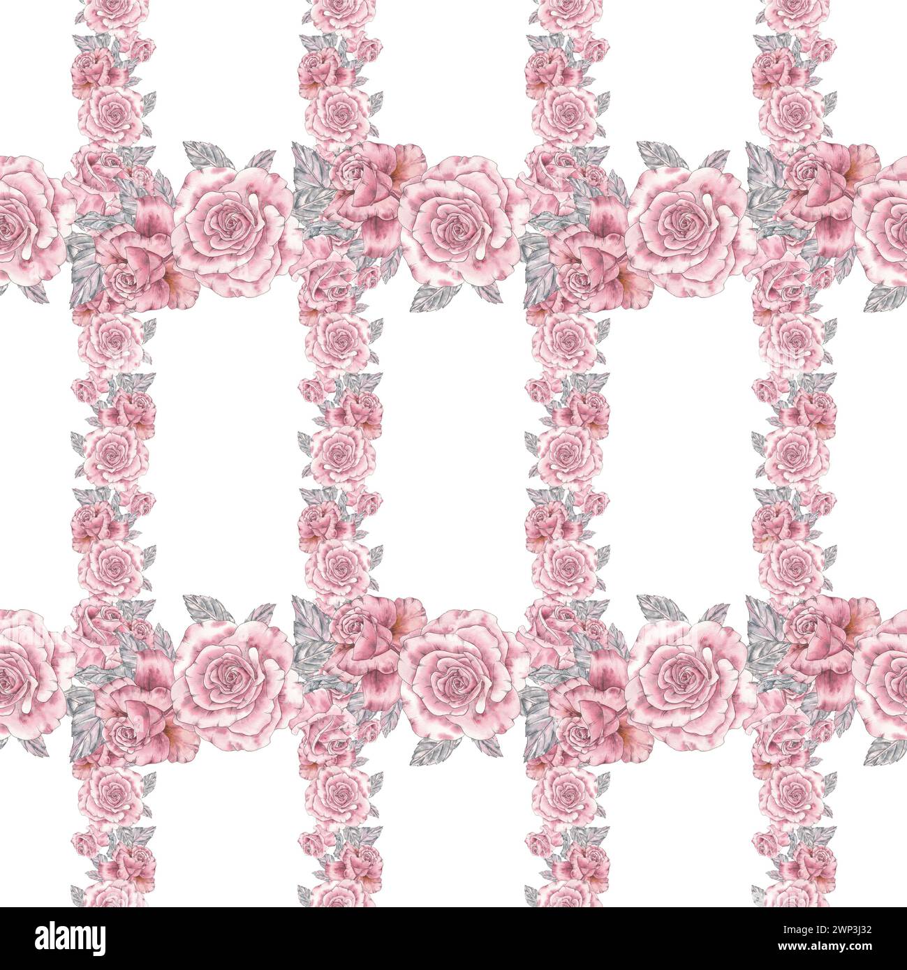 Modèle sans couture avec des fleurs d'aquarelle rose vintage dessin à la main illustration en stiyle botanique. Invitation de mariage de conception d'impression d'art, greatin Banque D'Images