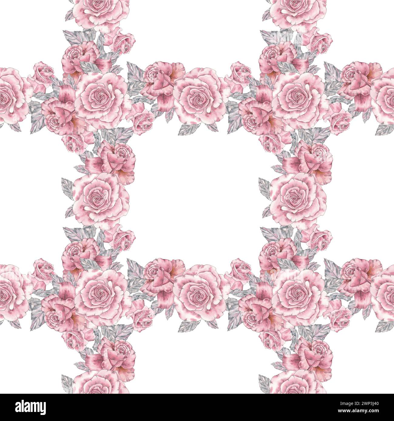 Modèle sans couture avec des fleurs d'aquarelle rose vintage dessin à la main illustration en stiyle botanique. Invitation de mariage de conception d'impression d'art, greatin Banque D'Images