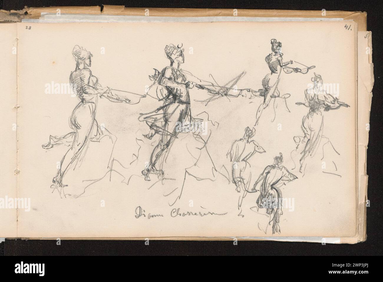 Croquis du personnage du grattage ; verso : croquis de la composition de la catégorie en attente de leurs propres victimes ; Bili Ska-Bohdanowiczowa, Anna (1854-1893) ; 1884 (1884-00-00-1884-00-00) ; Artemida (mitol.), Renault, Wanda (1910-1990) - collection, bourreaux (exécutions), mythologie, achat (provenance) Banque D'Images