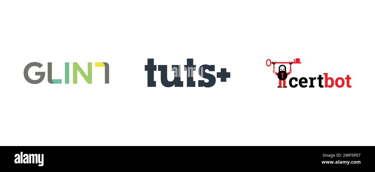 Glint, Tutsplus, Certbot. Collection du logo de la meilleure marque. Illustration de Vecteur