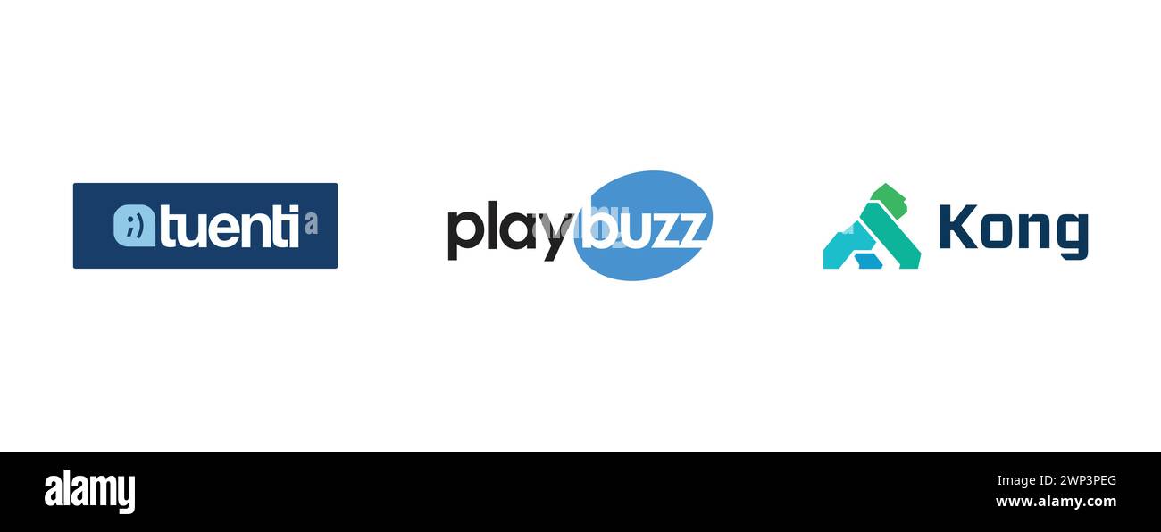 Playbuzz , Tuenti, Kong . Collection du logo de la meilleure marque. Illustration de Vecteur