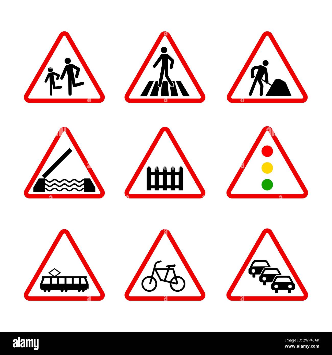 Panneaux routiers prioritaires. Signalisation routière obligatoire. Code de la route. Illustration vectorielle. image de stock. SPE 10. Illustration de Vecteur