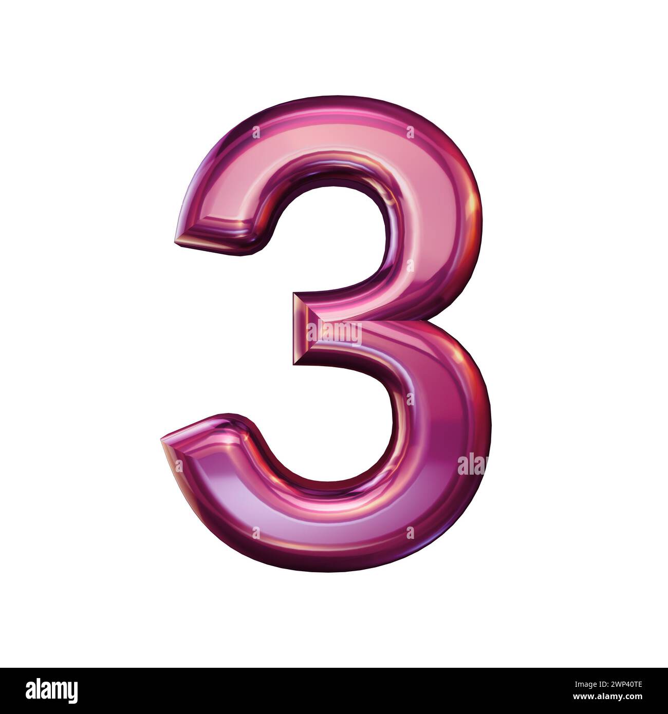 ensemble de nombres 3d en métal rose, numéro neuf, rendu 3d. Banque D'Images