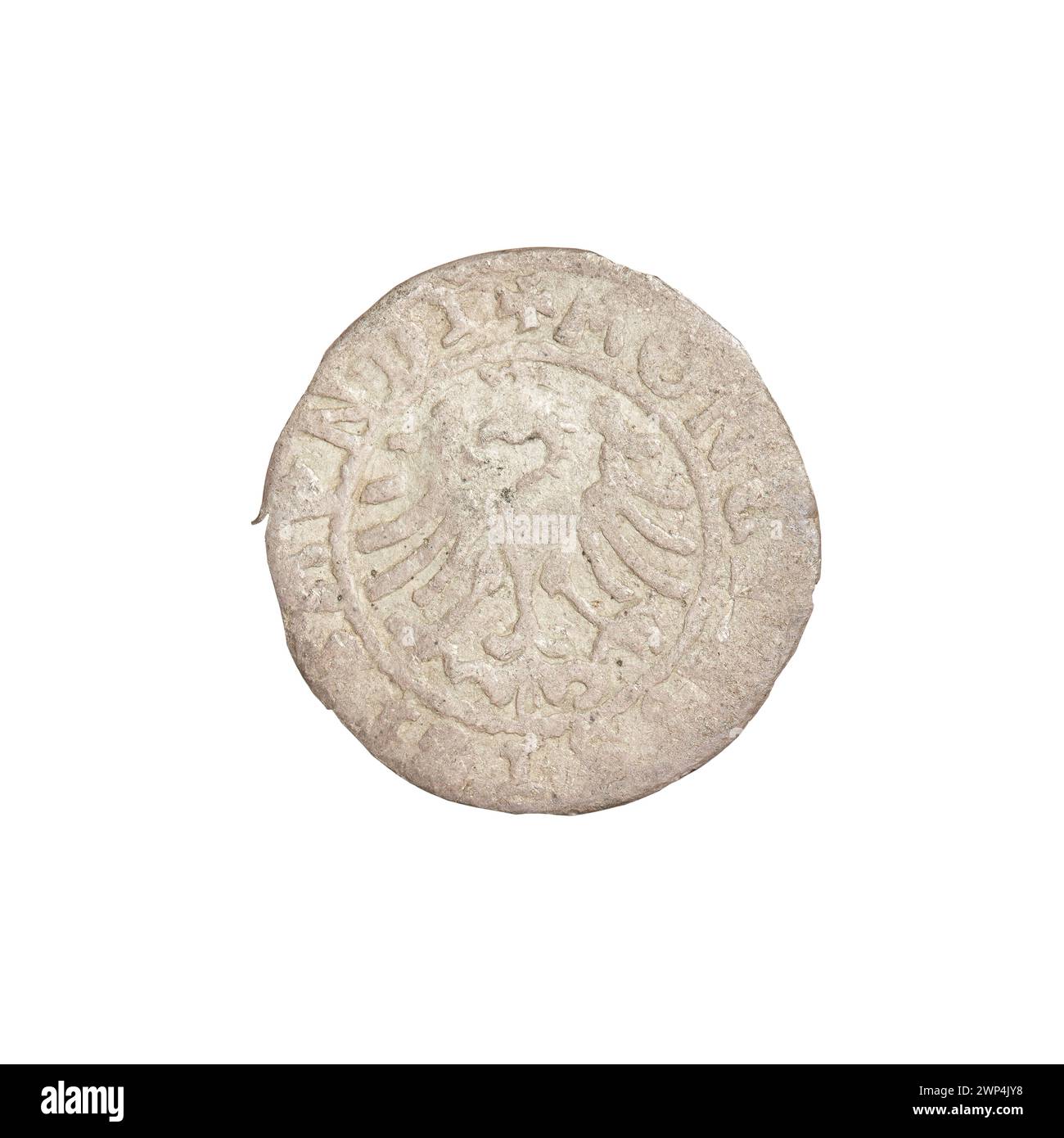 Penny officiel délivré par le roi Zygmunt I Stary de Pologne, en circulation de 1506 à 1548. Banque D'Images