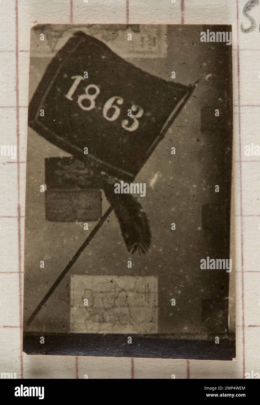 Photographie d'un drapeau faisant référence à des événements ou à un symbolisme des années 1863 et 1919. Banque D'Images