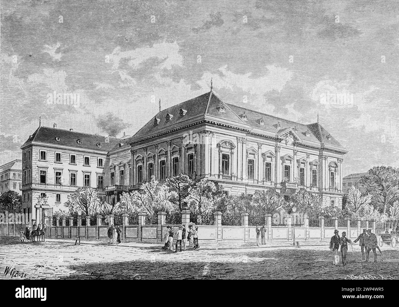 L'hôtel ambassadeur allemand à Vienne, ambassade, politique, grand bâtiment, clôture, walker, Autriche, illustration historique 1890 Banque D'Images