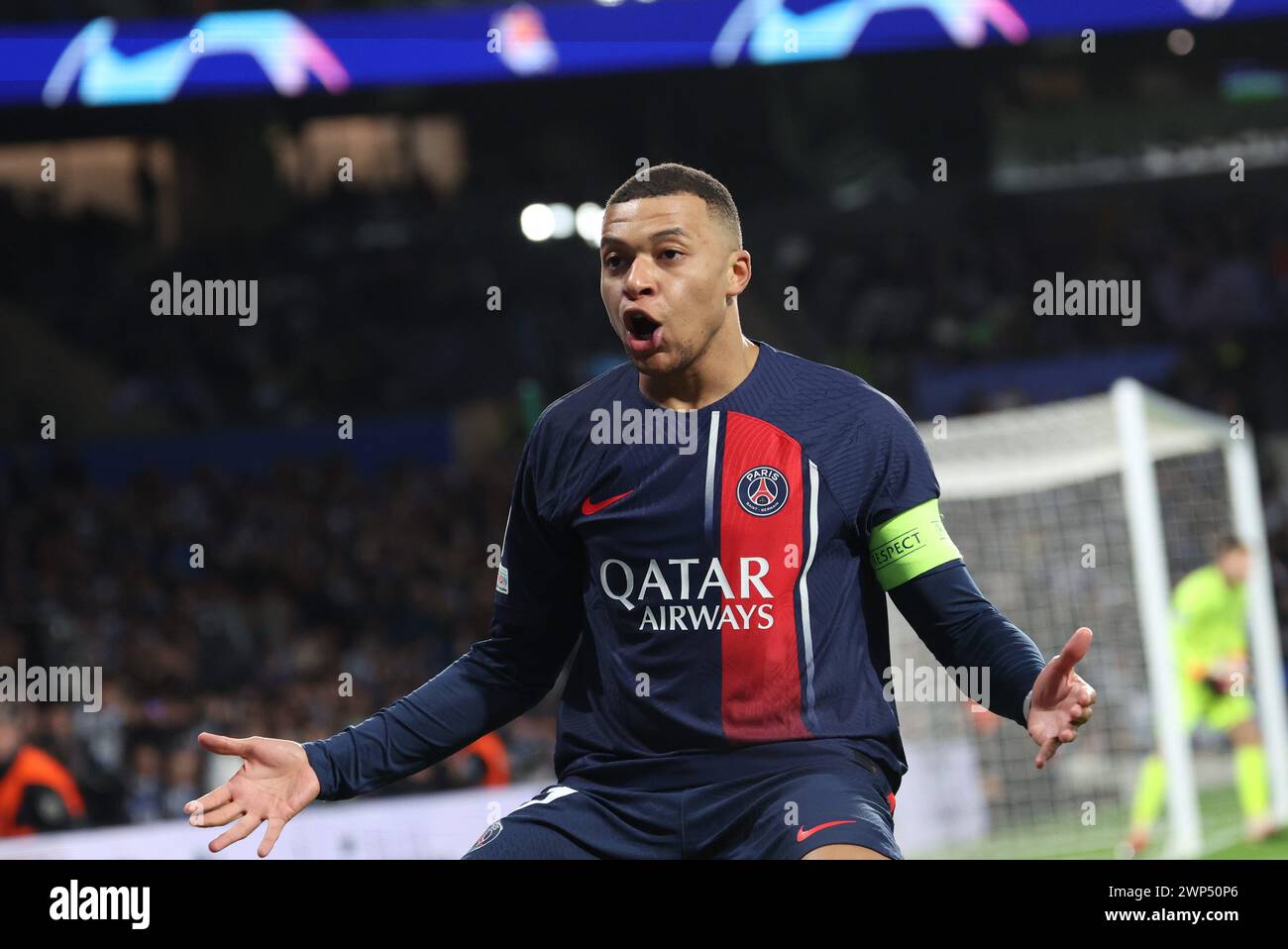 Saint Sébastien, France. 05 mars 2024. © PHOTOPQR/LE PARISIEN/LE PARISIEN/ARNAUD JOURNOIS ; SAINT SÉBASTIEN ; 05/03/2024 ; FOOTBALL, 05/03/2024/LIGUE DES CHAMPIONS UEFA, 8E DE FINALE RETOUR, SAINT SABASTIEN ( ESPAGNE ), STADE ANOETA REALE ARENA/REAL SOCIEDAD - PARIS SG/PHOTO LE PARISIEN/BUT DE KYLIAN MBAPPÉ ARNAUD JOURNOIS -- 03/05/2024 Saint-Sébastien, Espagne UEFA Champions League Real Sociedad VS Paris SG crédit : MAXPPP/Alamy Live News Banque D'Images